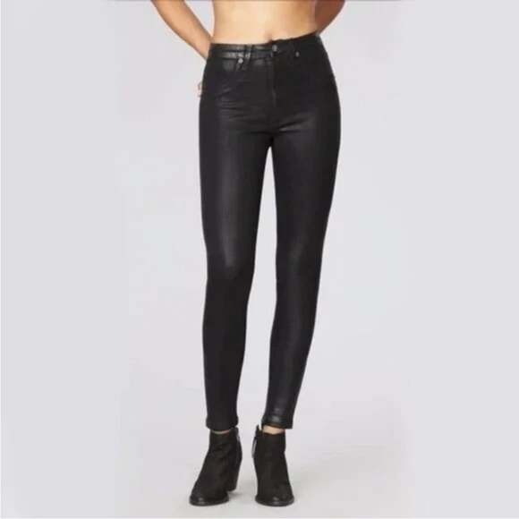 CARMAR Women "Ryan" Coated Skinny Pants Black Mid-Rise Stretch
Ankle Jeans Sz 26 - Picture 1 of 6